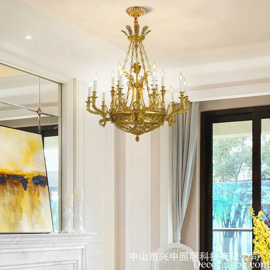 French-Style Crystal Copper Chandelier for Luxury Villas 15-head chandelier (diameter 105cm, height 120cm)