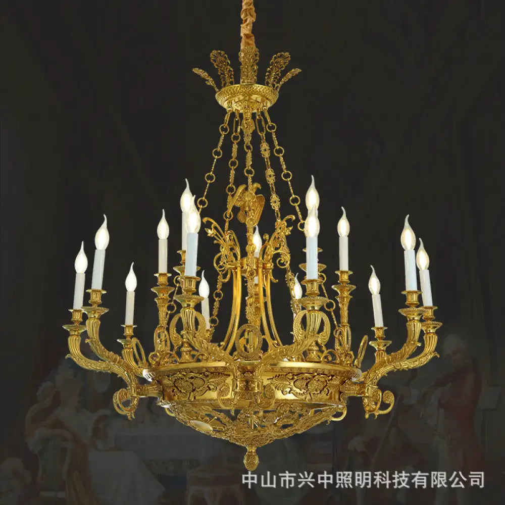 French-Style Crystal Copper Chandelier for Luxury Villas 15-head chandelier (diameter 105cm, height 120cm)