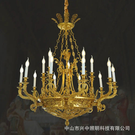 French-Style Crystal Copper Chandelier for Luxury Villas 15-head chandelier (diameter 105cm, height 120cm)