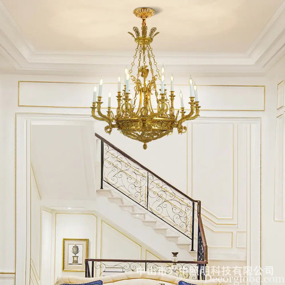 French-Style Crystal Copper Chandelier for Luxury Villas 15-head chandelier (diameter 105cm, height 120cm)