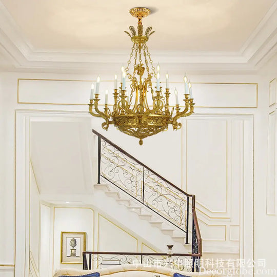 French-Style Crystal Copper Chandelier for Luxury Villas 15-head chandelier (diameter 105cm, height 120cm)