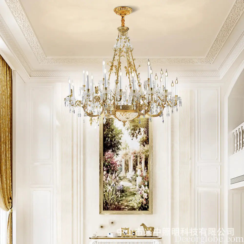 French-Style Duplex Crystal Chandelier for Luxury Villas 24-head chandelier (diameter 160cm, height 200cm)