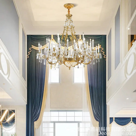French-Style Duplex Crystal Chandelier for Luxury Villas 24-head chandelier (diameter 160cm, height 200cm)