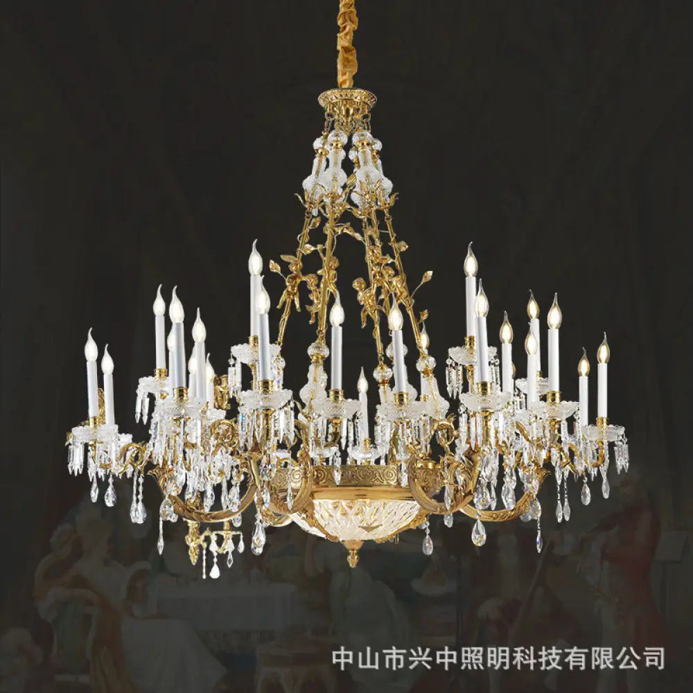 French-Style Duplex Crystal Chandelier for Luxury Villas 24-head chandelier (diameter 160cm, height 200cm)
