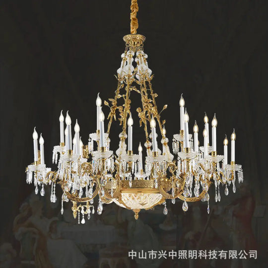 French-Style Duplex Crystal Chandelier for Luxury Villas 24-head chandelier (diameter 160cm, height 200cm)