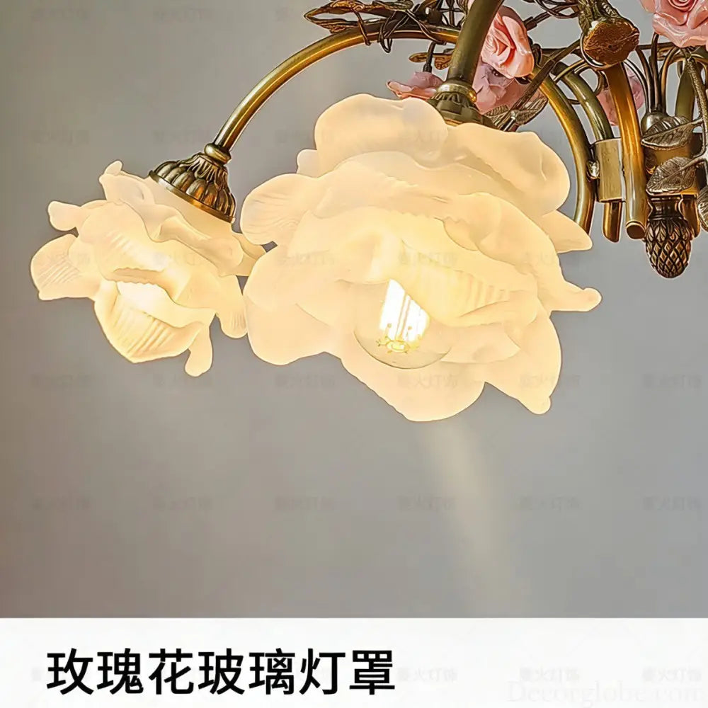 French-Style All-Copper Chandelier with Vintage Design for Living Room Classical Bedroom Romantic Rose Flower Dining