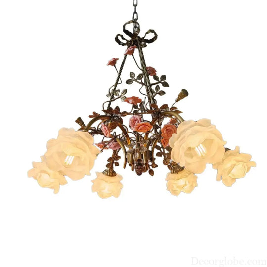 French-Style All-Copper Chandelier with Vintage Design for Living Room Classical Bedroom Romantic Rose Flower Dining