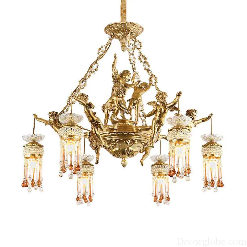 Living room chandelier all copper French restaurant bedroom lamp personalized creative European luxury villa study pure