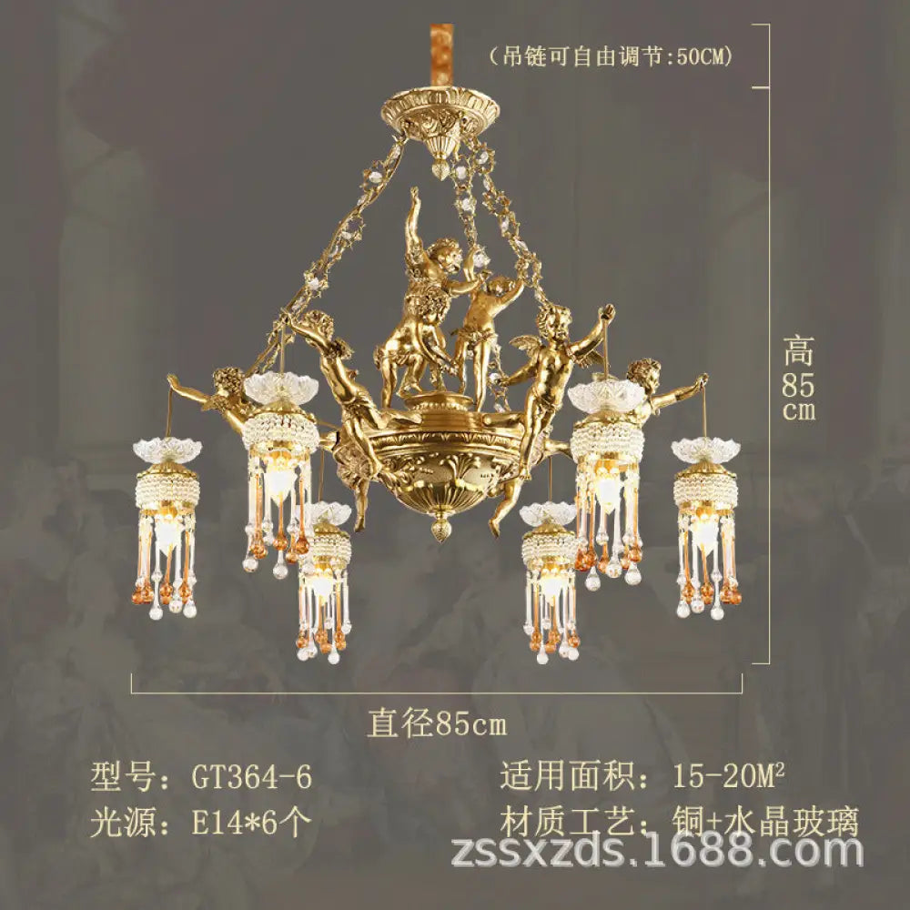 Living room chandelier all copper French restaurant bedroom lamp personalized creative European luxury villa study pure