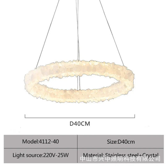 Genesis Modern Round Natural Crystal Chandelier D40 Single Layer Chandelier