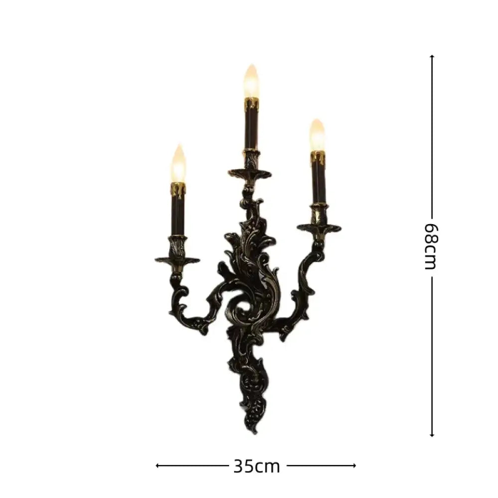 European Nordic 2 heads/3 heads/5 heads Classic Vintage Sconces Royal Lamp Copper Candle Light Hotel Retro Wall Lamps