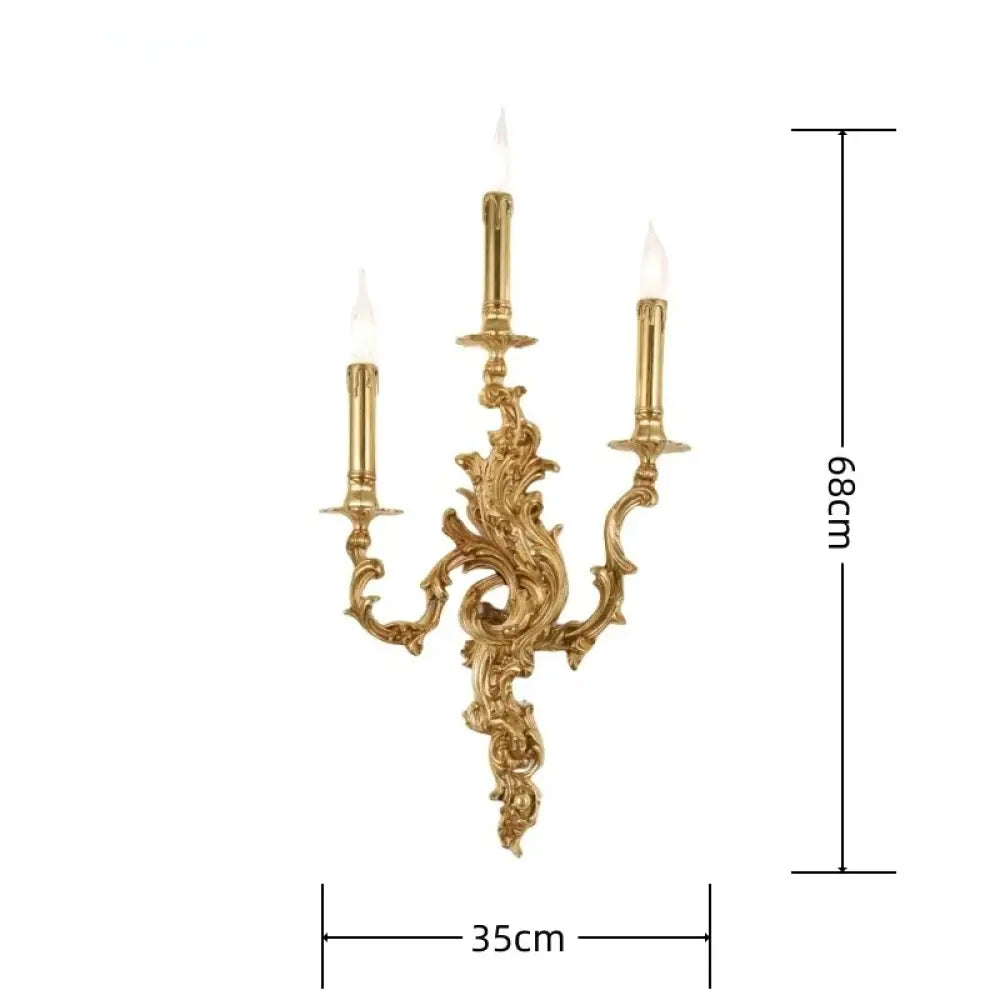 European Nordic 2 heads/3 heads/5 heads Classic Vintage Sconces Royal Lamp Copper Candle Light Hotel Retro Wall Lamps