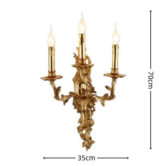 European Nordic 2 heads/3 heads/5 heads Classic Vintage Sconces Royal Lamp Copper Candle Light Hotel Retro Wall Lamps