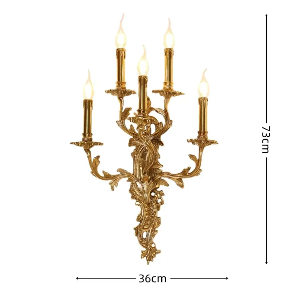 European Nordic 2 heads/3 heads/5 heads Classic Vintage Sconces Royal Lamp Copper Candle Light Hotel Retro Wall Lamps