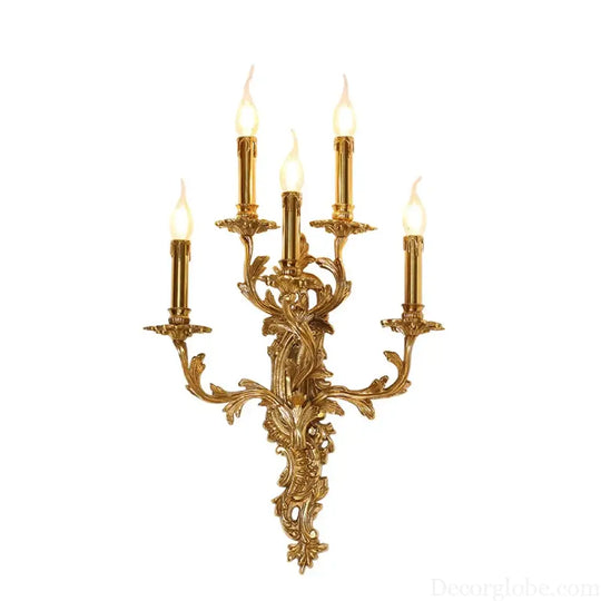 European Nordic 2 heads/3 heads/5 heads Classic Vintage Sconces Royal Lamp Copper Candle Light Hotel Retro Wall Lamps