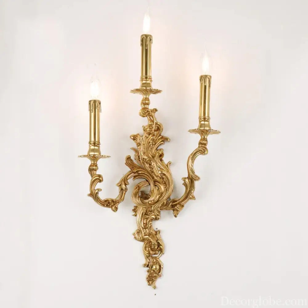 European Nordic 2 heads/3 heads/5 heads Classic Vintage Sconces Royal Lamp Copper Candle Light Hotel Retro Wall Lamps