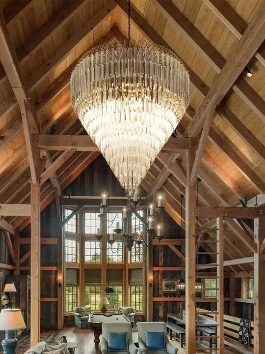 Gianna Italian Crystal Glass Pendant Chandelier – Classic Hanging Light for Staircase &amp; High Ceilings chandelier