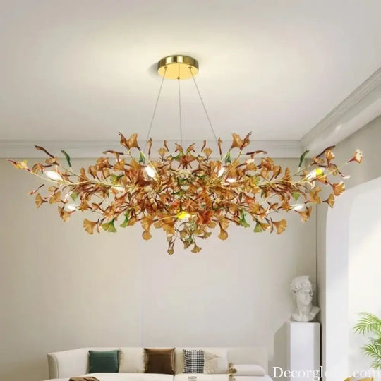 Luxury Ginkgo Leaf Glass Branch Chandelier Chandelier