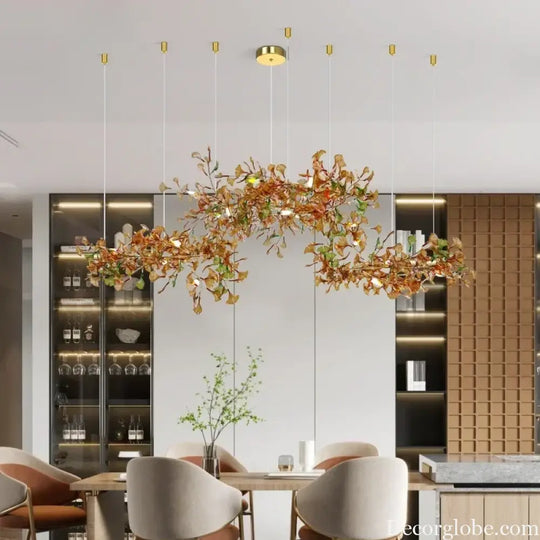 Luxury Ginkgo Leaf Glass Branch Chandelier Chandelier