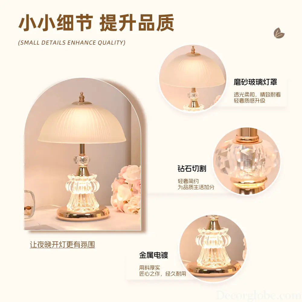 Cross-Border Luxury Crystal Table Lamp for Bedside Table High-End Bedroom Night Light for Wedding Long-Lasting Light