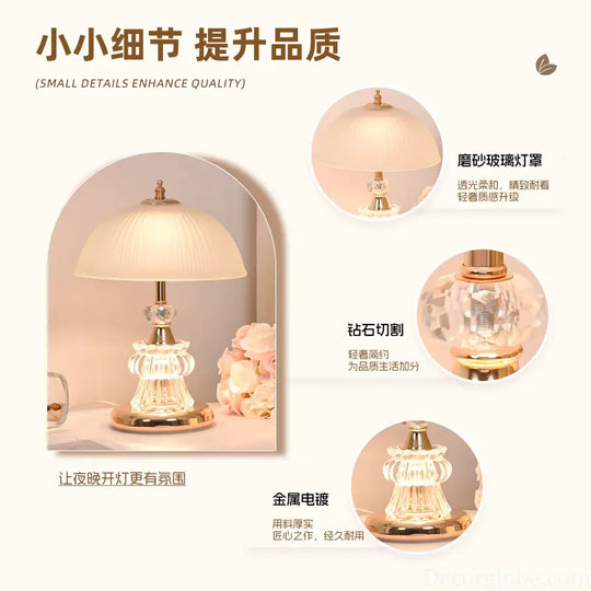 Cross-Border Luxury Crystal Table Lamp for Bedside Table High-End Bedroom Night Light for Wedding Long-Lasting Light