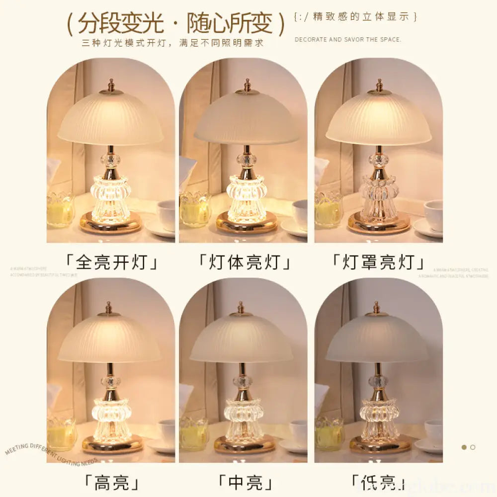 Cross-Border Luxury Crystal Table Lamp for Bedside Table High-End Bedroom Night Light for Wedding Long-Lasting Light
