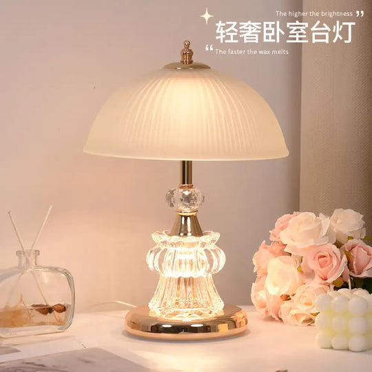 Cross-Border Luxury Crystal Table Lamp for Bedside Table High-End Bedroom Night Light for Wedding Long-Lasting Light