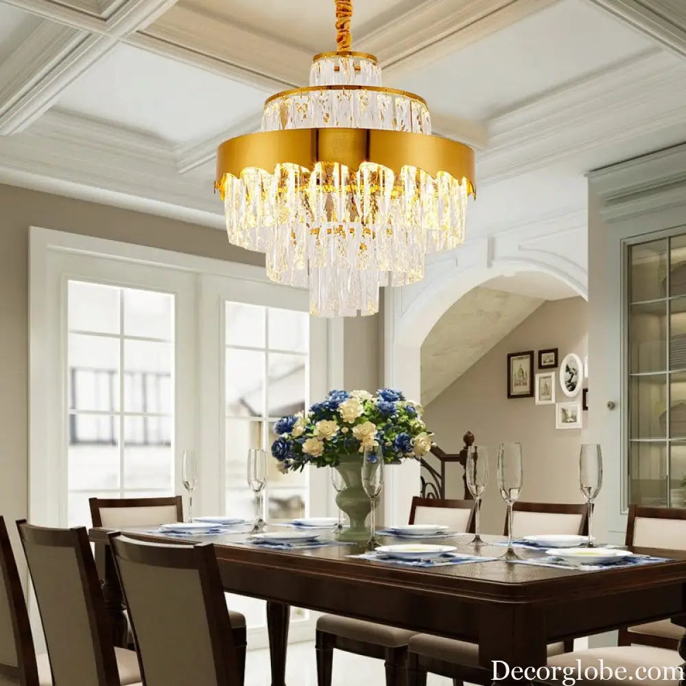 Alessandra Gold Cascade: Crystal Elegance for Your Dining Room - DecorGlobe