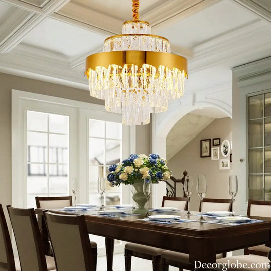 Alessandra Gold Cascade: Crystal Elegance for Your Dining Room - DecorGlobe