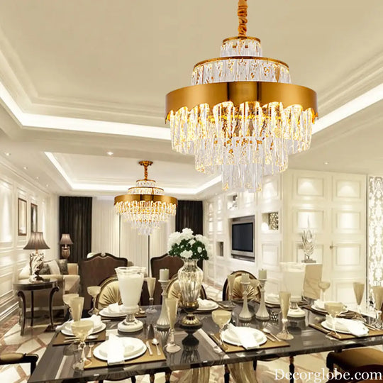 Alessandra Gold Cascade: Crystal Elegance for Your Dining Room - DecorGlobe