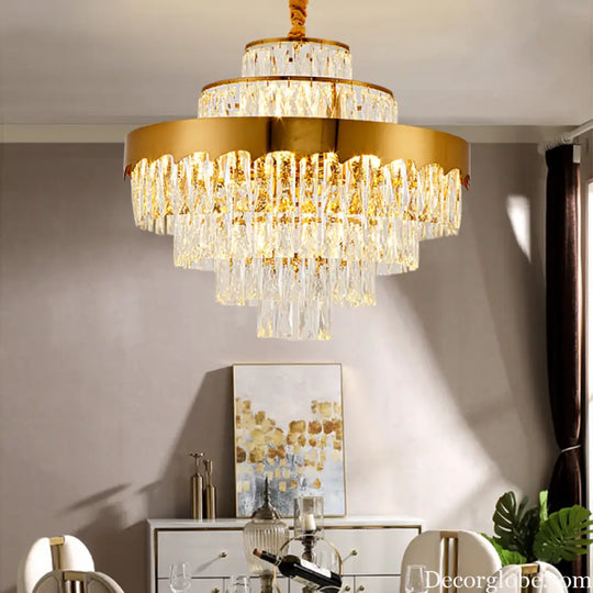 Alessandra Gold Cascade: Crystal Elegance for Your Dining Room - DecorGlobe