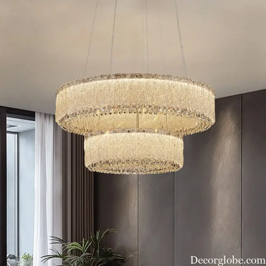 Luxury Gold Crystal Pendant Lamp for Living and Dining Room Chandelier