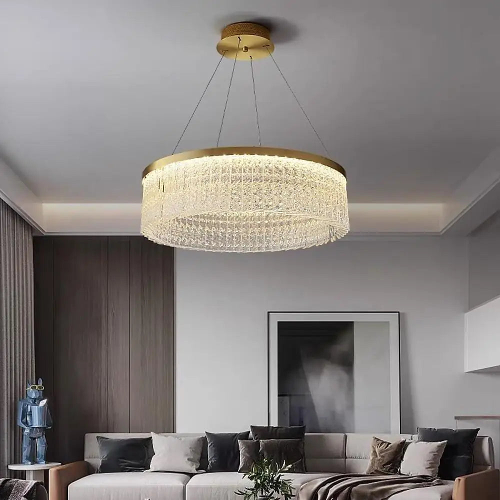 Luxury Circular Crystal Glass LED Pendant Chandelier – Adjustable Height 24’’ Lighting > Ceiling lights > Chandeliers