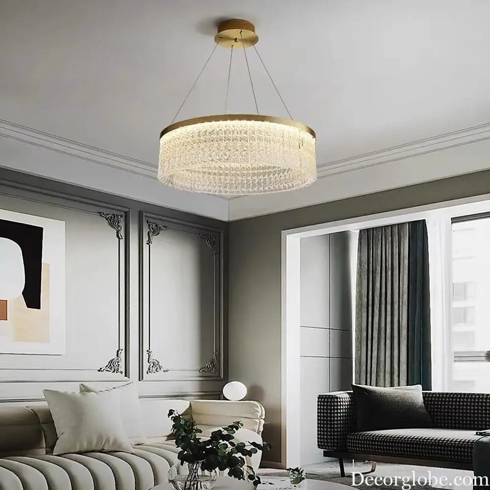 Luxury Circular Crystal Glass LED Pendant Chandelier – Adjustable Height Lighting > Ceiling lights > Chandeliers
