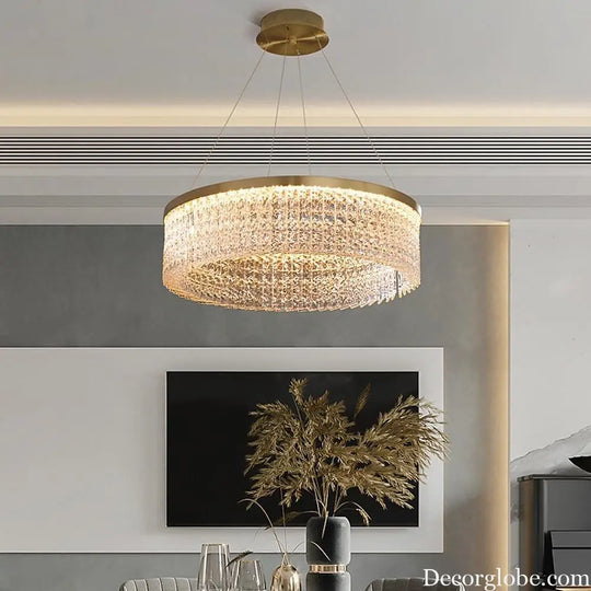 Luxury Circular Crystal Glass LED Pendant Chandelier – Adjustable Height Lighting > Ceiling lights > Chandeliers