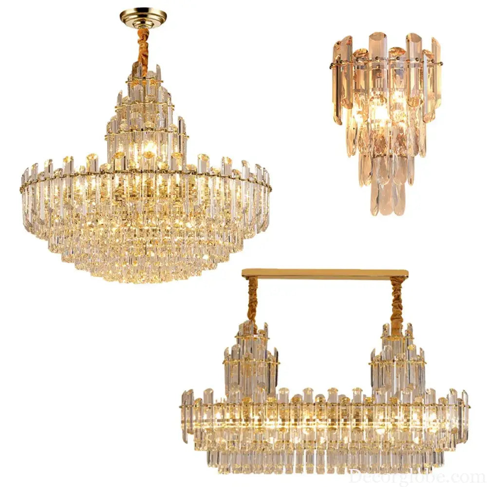 Luxury Gold LED Crystal Pendant Lights - Artistic Ceiling Decor for Maison-Inspired Living Spaces - DecorGlobe
