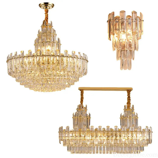 Luxury Gold LED Crystal Pendant Lights - Artistic Ceiling Decor for Maison-Inspired Living Spaces - DecorGlobe
