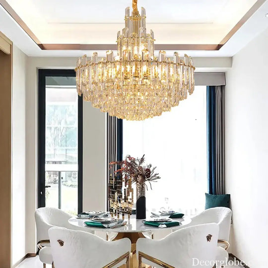 Luxury Gold LED Crystal Pendant Lights - Artistic Ceiling Decor for Maison-Inspired Living Spaces - DecorGlobe