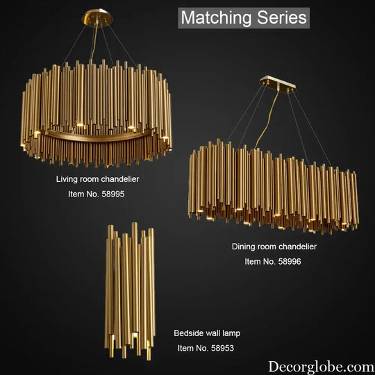 Luxury Gold LED Chandelier for Living Room - Round Hanging Lamp with Modern Creative Design - DecorGlobe