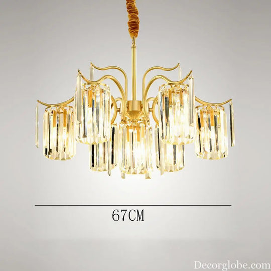 Classical Gold Crystal LED Chandelier with Copper and Glass Accents Lighting > Ceiling lights > Chandeliers