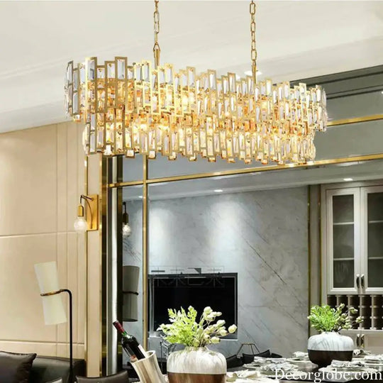 Luxury Golden Crystal LED Ceiling Lamp - Modern Round Ceiling Chandelier for Dining and Living Rooms - DecorGlobe