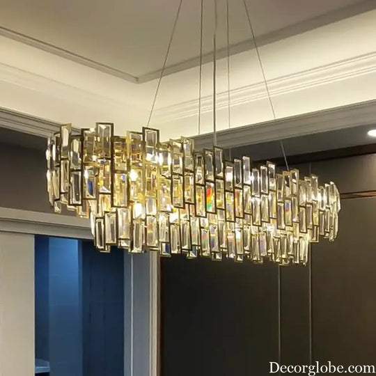 Luxury Golden Crystal LED Ceiling Lamp - Modern Round Ceiling Chandelier for Dining and Living Rooms - DecorGlobe