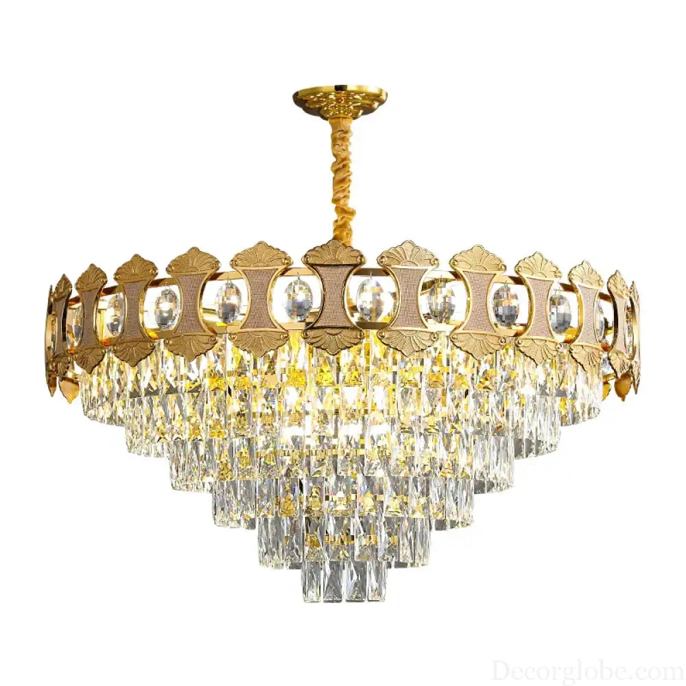 Elegant Golden Crystal Chandelier - Perfect for Master Bedrooms, Living Rooms, and Dining Rooms, Creating an Atmosphere of Simplicity and Light Luxury - DecorGlobe
