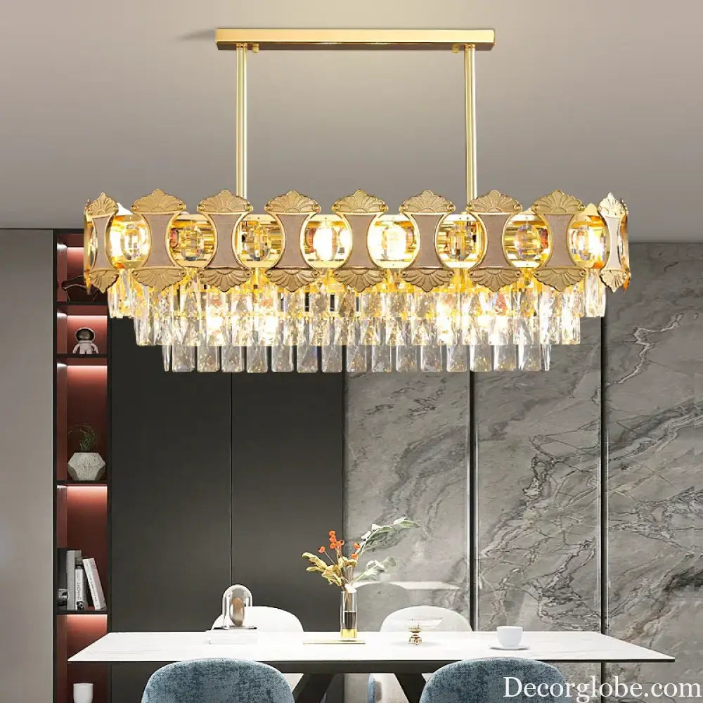 Elegant Golden Crystal Chandelier - Perfect for Master Bedrooms, Living Rooms, and Dining Rooms, Creating an Atmosphere of Simplicity and Light Luxury - DecorGlobe