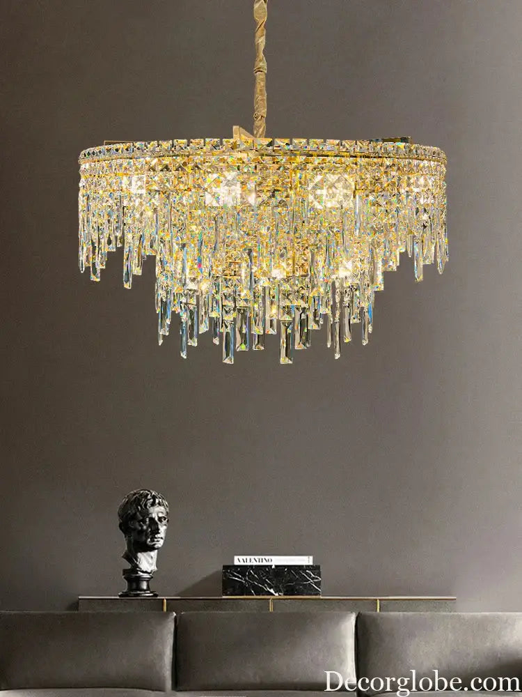 Elegant Golden Round Chandelier - A Creative New Design for Living Rooms, Dining Rooms, and More - DecorGlobe