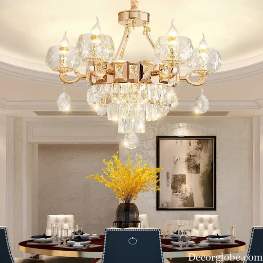 Grand European Style Crystal Pendant Lamp - High-Grade Luxury for Living Rooms, Dining Areas, and Bedrooms - DecorGlobe