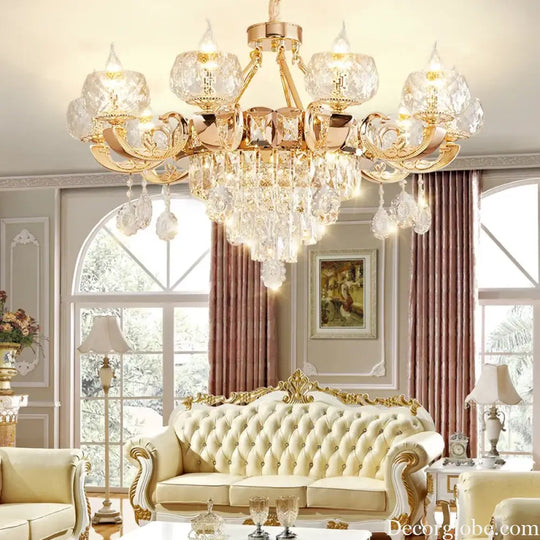 Grand European Style Crystal Pendant Lamp - High-Grade Luxury for Living Rooms, Dining Areas, and Bedrooms - DecorGlobe