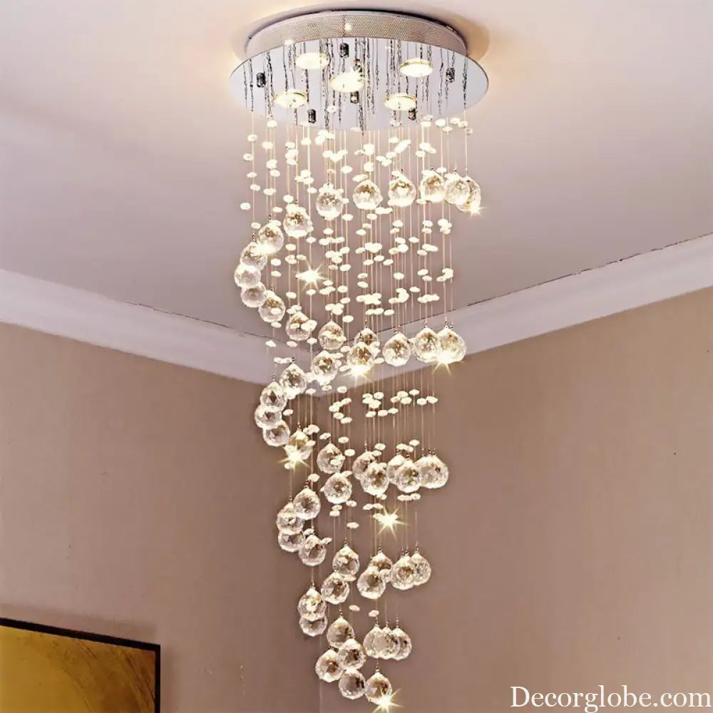 Haisley Modern Crystal Chandelier - Flush Mount Ceiling Light with 5 Lights - DecorGlobe