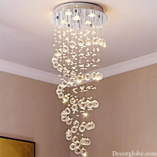 Haisley Modern Crystal Chandelier - Flush Mount Ceiling Light with 5 Lights - DecorGlobe