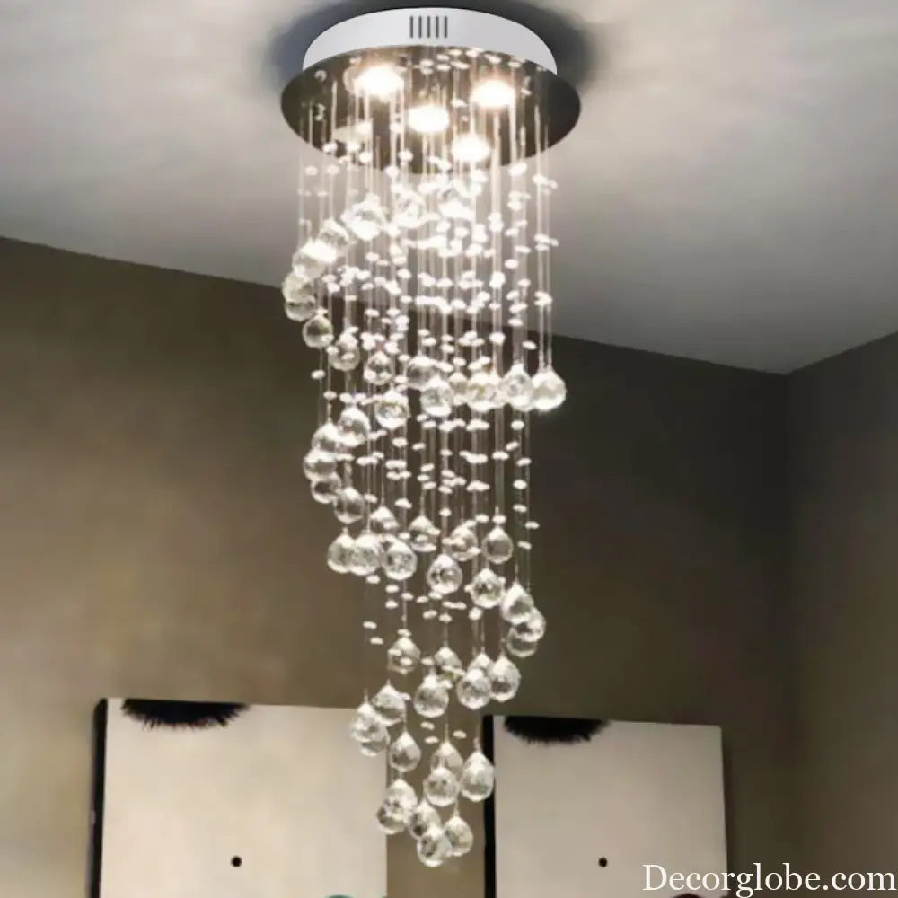 Haisley Modern Crystal Chandelier - Flush Mount Ceiling Light with 5 Lights - DecorGlobe